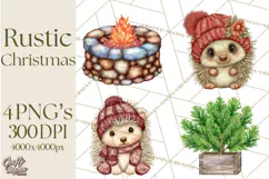 Cottagecore Christmas Clip Art, Cozy Woodland Holiday PNG Product Image 1