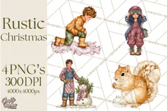 Cottagecore Christmas Clip Art, Cozy Woodland Holiday PNG Product Image 1