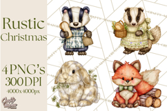 Cottagecore Christmas Clip Art, Cozy Woodland Holiday PNG Product Image 1