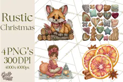 Cottagecore Christmas Clip Art, Cozy Woodland Holiday PNG Product Image 1