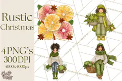 Cottagecore Christmas Clip Art, Cozy Woodland Holiday PNG Product Image 1