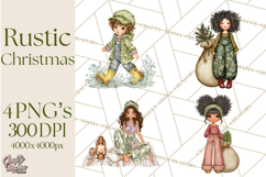 Cottagecore Christmas Clip Art, Cozy Woodland Holiday PNG Product Image 1