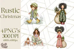 Cottagecore Christmas Clip Art, Cozy Woodland Holiday PNG Product Image 1