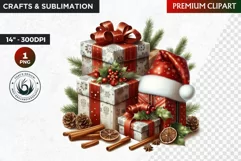 Rustic Christmas Gifts clipart, Christmas clipart PNG Product Image 1