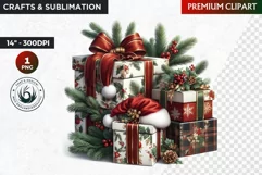 Christmas clipart PNG, Rustic Christmas Gift clipart Product Image 1