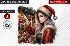 Rustic Christmas Girl clipart,Christmas png, santa woman Product Image 1