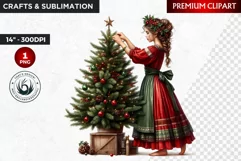 Rustic Christmas Girl clipart,Christmas png, santa woman Product Image 1