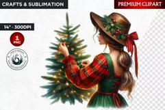 Rustic Christmas Girl clipart,Christmas png, Country woman Product Image 1