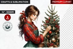 Rustic Christmas Girl clipart,Christmas png, santa woman Product Image 1