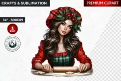Rustic Christmas Girl clipart,Christmas png, santa woman Product Image 1