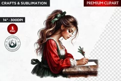 Rustic Christmas Girl clipart,Christmas png, santa woman Product Image 1