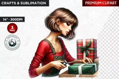 Rustic Christmas Girl clipart,Christmas png, Country woman Product Image 1