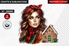 Rustic Christmas Girl clipart,Christmas png, santa woman Product Image 1