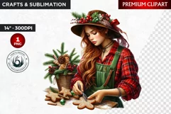Rustic Christmas Girl clipart,Christmas png, Country woman Product Image 1