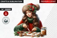 Rustic Christmas Girl clipart,Christmas png, Country woman Product Image 1