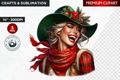 Rustic Christmas Girl clipart,Christmas png, santa woman Product Image 1