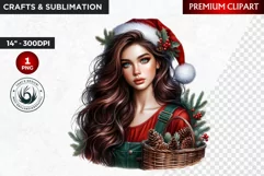 Rustic Christmas Girl clipart,Christmas png, Country woman Product Image 1