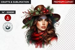 Rustic Christmas Girl clipart,Christmas png, Country woman Product Image 1