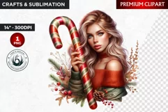 Rustic Christmas Girl clipart,Christmas png, Country woman Product Image 1