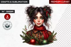 Rustic Christmas Girl clipart,Christmas png, santa woman Product Image 1