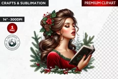Rustic Christmas Girl clipart,Christmas png, Country woman Product Image 1