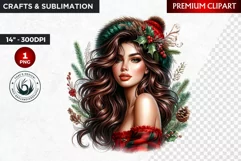 Rustic Christmas Girl clipart,Christmas png, Country woman Product Image 1