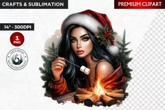 Rustic Christmas Girl clipart,Christmas png, santa woman Product Image 1