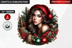 Rustic Christmas Girl clipart,Christmas png, Country woman Product Image 1