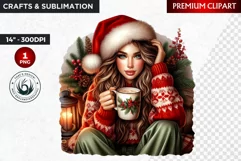 Rustic Christmas Girl clipart,Christmas png, Country woman Product Image 1