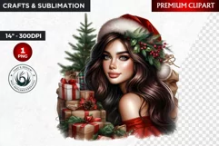 Rustic Christmas Girl clipart,Christmas png, Country woman Product Image 1