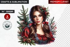 Rustic Christmas Girl clipart,Christmas png, Country woman Product Image 1