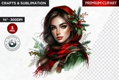 Rustic Christmas Girl clipart,Christmas png, Country woman Product Image 1