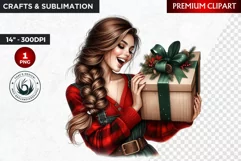 Rustic Christmas Girl clipart,Christmas png, Country woman Product Image 1