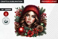 Rustic Christmas Girl clipart,Christmas png, Country woman Product Image 1