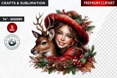 Rustic Christmas Girl clipart,Christmas png, Country woman Product Image 1