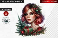 Rustic Christmas Girl clipart,Christmas png, Country woman Product Image 1