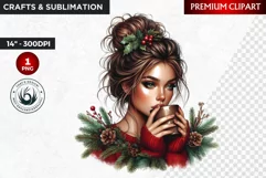 Rustic Christmas Girl clipart,Christmas png, Country woman Product Image 1
