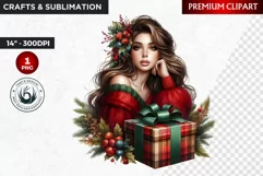 Rustic Christmas Girl clipart,Christmas png, Country woman Product Image 1