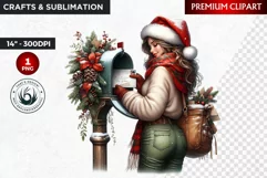 Rustic Christmas Girl clipart,Christmas png, Country woman Product Image 1