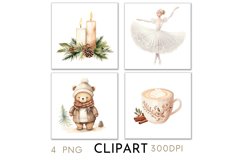 Rustic Christmas Illustrations Watercolor Clipart PNG