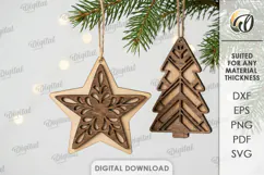 Rustic Christmas Ornaments Laser Cut. Christmas Decor SVG Product Image 1