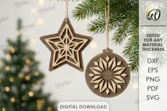 Rustic Christmas Ornaments Laser Cut. Christmas Decor SVG Product Image 1