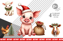 Rustic Farmhouse Animals Clipart Product Image 1