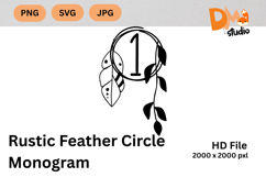Rustic Feather Circle Monogram Product Image 1