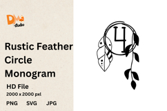 Rustic Feather Circle Monogram Product Image 1