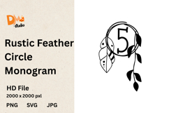 Rustic Feather Circle Monogram Product Image 1