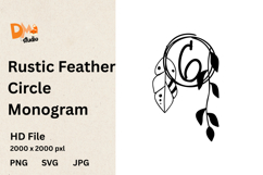 Rustic Feather Circle Monogram Product Image 1