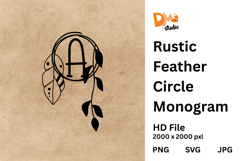 Rustic Feather Circle Monogram Product Image 1