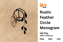 Rustic Feather Circle Monogram Product Image 1
