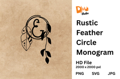Rustic Feather Circle Monogram Product Image 1